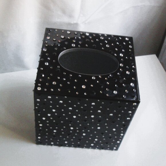 MIKE+ALLY NYC Crystal Ebony Black Boutique Tissue Box Cover - Picture 7 of 12